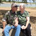 Dad going in for a kiss.